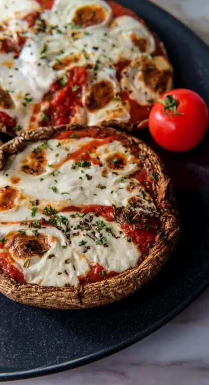 Heißluftfritteusen Gericht Portabello-Pizza mit Pepperoni